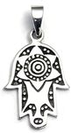 COSUMOSU 925 sterling silver Hamsa Hand of Fatima Evil eye Good Luck Amulet Pendant (Hand C)