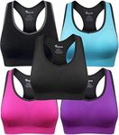 BAOMOSI Women's Seamless High Impact Support Racerback Workout Yoga Sports Bra, Womens, Sports Bra-368-5 Pack-M, Pack of 5, M Fit 32DD 32E 34D 34DD 36BC 38BC