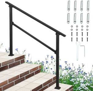 Hand Rails for Outdoor Steps, Aluminium Alloy Outdoor Stair Railing with Installation Kit, Outdoor Handrails for Exterior Steps Porch Railing, 3-4 Steps Handrail for Concrete, Porch Steps