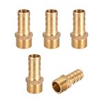 sourcing map Brass Hose Barb Fitting,Connector,10mm Barb x G1/4 Male Pipe Adapter,5Pcs