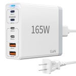 165W USB C Charger Block • 6 Port PD Fast Charging Station • GaN Laptop Wall Plug • 65W Type C Multi Power Adapter Hub Box Brick Compatible with MacBook Pro/Air, iPad,iPhone, Pixel, S23 S22