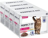 Perfect Fit 1+ Adult Mixed Selection in Sauce 48 Pouches, Complete Premium Wet Cat Food, Pack of 4 (12 x 85 g)