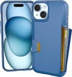 Smartish iPhone 15 Wallet Case - Wallet Slayer Vol. 1 [Slim + Protective] Credit Card Holder - Drop Tested Hidden Card Slot Cover Compatible with Apple iPhone 15 - Blues on The Green