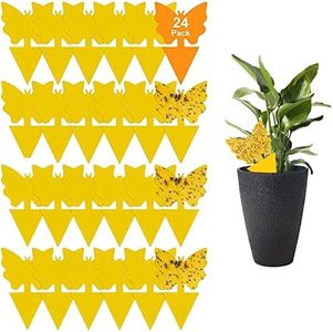 H HOME-MART 24 Pack Yellow Dual Sided Gnat Trap Sticky Fruit Fly Fungus Gnat Traps Fly Trap with Twist Ties, Insect Catcher Sticky Board for Mosquitoes, Houseplant, Garden