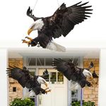4 Pcs Flat Fake Eagle Bird Repellent Devices Seagull Pigeon Deterrent for Gardens, Hanging Flat Plastic Fake Eagle with Reflective Scarer Tape Magpie Bird Scarers for Gardens Balcony Roofs Windows