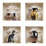 The Nisha 4 PC Pack Art Magic Pictures Peel and Stick 3D Vinyl Removable Wall Sticker Decals DIY Sticky Backsplash (Lighting Spots), Stones Egyptian and African Pitchers 414NS