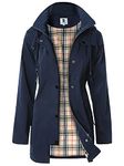 SaphiRose PONCHO Women's Long Hooded Rain Jacket Outdoor Raincoat Windbreaker Navy L