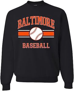 Wild Bobby City of Baltimore Baseball Fantasy Fan Sports Unisex Crewneck Sweatshirt, Black, 5X-Large