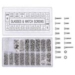 Glass Repairing Screws, 1000Pcs Micro Eyeglass Sunglass Spectacles Watch Tiny Screws Nut Assortment Repair Tool Kit Set Stainless Steel Screws