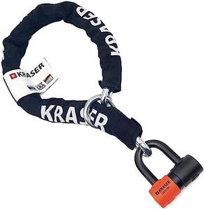 KRASER KR50120L Motorcycle Chain Lock Mini U Approved Padlock Massive Steel Heavy Duty ø0.53in, 3.9ft Long, Loop Ring, Textile Cover, High Security Anti-Theft, Garage Anchor, Scooter Electric Bicycle