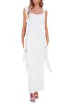 PRETTYGARDEN Women's Summer Long Formal Wedding Guest Dress Sleeveless Ruffle Cocktail Party Maxi Bodycon Dresses (White,Large)