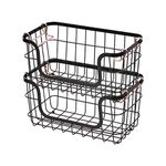 Amazon Basics Stackable Metal Storage Baskets for Kitchen or Bathroom, Rectangular, Black