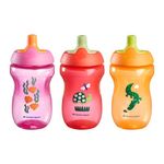 Tommee Tippee Sportee Bottle, Sippy Cup for Toddlers, 12 Months+, 10oz, Spill-Proof, Bite Resistant Spout, Easy to Hold Design, Pack of 3