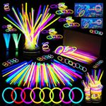 100pcs Premium 8 Inch Glow Sticks With Connectors To Make Neon Necklace Wrist Band Bracelets, Party Favours, Party Bag Fillers for Kids - Party Accessories, Long-lasting Glow Sticks for Children