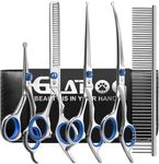 GLADOG Dog Grooming Scissors Kit with Safety Round Tips, Professional 6 in 1 Grooming Scissors for Dogs, Sharp and Durable Dog Shears for Dogs Cats Pets