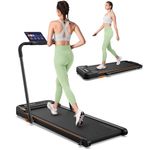 UREVO Strol 2E Smart 2-in-1 Folding Treadmill, Compact Walking Pad with Safety Handle, Plug and Play, Dual LED Display, Workout APP, Walking or Running for Home Office, Remote Included