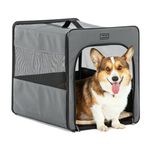 PETSFIT Soft Sided Dog Crate, Chewproof Design Breathable & Collapsible Dog Kennel, Indoor and Outdoor Use with Thicken Mat Grey