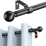 Short Curtain Pole, Rod Length 46 to 80cm (18-32inch), Black Curtain Poles for Windows 42 to 76 cm