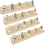 Belle Vous Wooden Domino Racks (4 Pack) - 33.6 x 2.8 x 4.7cm/13.23 x 1.10 x 1.85 Inches - Professional Premium Tile Rack Trays - Game Holders for Word Tiles, Mexican Train, Mahjong & Chickenfoot Games