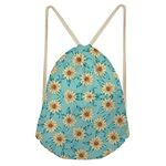 doginthehole Sunflower Print Drawstring Bag Sport Gym Sackpack for Teen Girls Lightweight Drawstring Backpack Light Blue