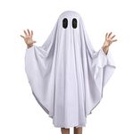 MYBOO Kids Halloween Ghost White Hooded Cape Cloak Fancy Dress Cospaly Costume Unisex Halloween Outfit Performance Photograph Props for Toddler Girls Boys Age: 0-9 Yrs (3T-5T)