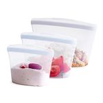 Stasher Premium Silicone Reusable Food Storage Bags, 3-Pack, Clear | Multi-Use Food Storage Bags, Lunch Bag, Travel Containers | BPA Free, Leak-free, Dishwasher-Safe, Eco-friendly