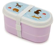 Puckator Catch Patch Dog Stacked Bento Box - Lunch Box for Adults and Kids with Compartments and Fork & Spoon - Snack Box - Food Containers with Lids - Stackable Snack Pots for Kids - Meal Prep