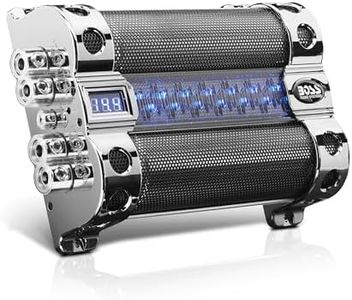 BOSS Audio Systems Cap18 - 18 Farad Car Capacitor For Energy Storage To Enhance Bass Demand From Audio System, Audible Warning Tone For Reverse Polarity, Voltage Overload Low Battery Voltage Led