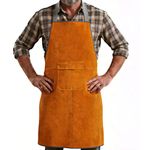 Zymuegist Leather Welding Work Apron, Heat and Flame Resistant with Quick buckle, Size 34.3x23.2 Inch (Yellow)