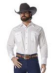 Wrangler Men's Sport Western Basic Two Pocket Long Sleeve Snap Shirt Shirt, White, L