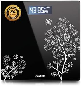 beatXP Floral Digital Bathroom Weighing Scale with LCD Panel & Thick Tempered Glass, Electronic Weight Machine for Human Body - 2 Year Warranty