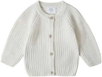 Stellou & friends Cardigan per bambini e bambine | Abbigliamento unisex di alta qualità e morbido in 100% cotone – I V, certificato Oeko-TEX, bianco, 62/68 cm