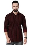 Majestic Man Standard Slim Fit Striped Pure Cotton Casual Shirt (Maroon, Medium, Men)