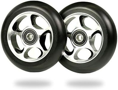 100mm Re-Entry Pro Scooter Wheels - Pair of 100mm Scooter Wheels - Freestyle Urethane - Scooter for Kids - 24mm x 100mm - Bearings Installed in Scooter Wheel - 90 Day Warranty - Scooter Parts, Black/Black