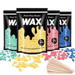 Leaflai Hard Wax Beads, 4 X 100G Painless Wax Beans with 10 Applicators, Wax Beads Hair Removal for Stripless, Full Body, Face, Bikini, Brazilian, Hollywood