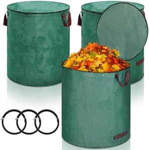 Cezoyx 3 Pack Reusable Yard Waste Bags with Lid, 72 Gallon Heavy Duty Lawn Leaf Bags with 4 Handles Garden Waste Bags Container for Garden Leaves and Waste Collection