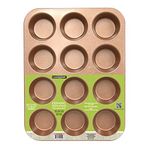 casaWare Ceramic Coated NonStick 12 Cup Muffin Pan (Granite) (Rose Gold Granite)