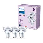 PHILIPS LED Classic Spot Light Bulb 3 Pack [Cool White 4000K - GU10] 50W, Non Dimmable. for Home Indoor Lighting