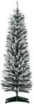 HOMCOM 5ft Tall Pencil Artificial Christmas Tree, Holiday Décor with Snow Flocked Branches, Green