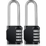 Combination Padlock Heavy Duty Lock - BeskooHome Weatherproof Padlock, Resettable Lock, 2.5inch Long Shackle 4-Digit Zinc Alloy Combination Lock for Shed Fence Gate, School, Gym, Toolbox - 2 Pack