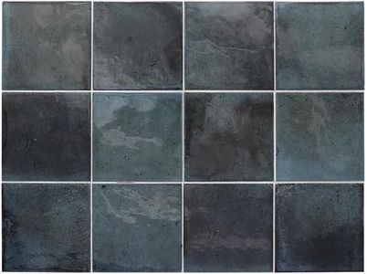 Glossy Blue 60-Pack Ceramic Square Tile 3.94 x 3.94 in – for Wall and Floor Kitchen Bathroom Shower Backsplash Accent Surface Durable Easy Clean 6.48 sq. ft./case