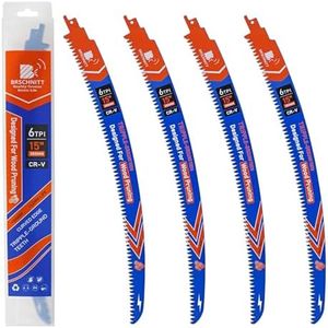BRSCHNITT Japanese Teeth Reciprocating Saw Blades 15'' 4PCS - Curved Edge Wood Pruning Saw Blades 6TPI for Tree Trimming,Wood Cutting,Cr-V Sabre Sawzall Blades 15 Inch