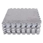 10Pcs Plush Foam Floor Mat Square Interlocking Carpet Tiles, Play Mat Floor Tiles Soft Climbing Area Rugs for Home Playroom Decoration (Grey)