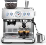 COWSAR Espresso Machine 15 Bar, Semi-Automatic Espresso Maker with Bean Grinder and Milk Frother Steam Wand, 75 Oz Removable Water Tank for Cappuccino, Latte, Stainless Steel