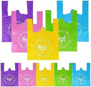 TOSPARTY Thank You T-Shirt Bags Plastic Grocery Bag Plastic Bulk Shopping Bags Restaurant Bag T-Shirt Plastic Bags in Bulk (small, Pink, Green, Yellow, Purple, Cyan)