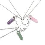 JSDDE Natural Crystals Best Friends Forever and Ever BFF Necklace Engraved Puzzle Friendship Heart Pendant Necklaces Jewellery (3pcs/set)