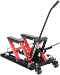 GarveeTech Hydraulic Motorcycle Lift Jack, 1500 Lbs Capacity Scissor Lift Jack with 4 Wheels and Handle, Portable Foot-Operated Hoist Stand Motorcycle Lift Table for ATV, Motorcycle, UTV, Powersports