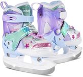 Adjustable Ice Skates for Kids Girls and Boys, Warm Ice Skating Shoes for Toddler Youth Ages 3-12, Kids Iceskates for Outdoor and Rink, Soft Padding and Reinforced Ankle Support (X-Small, Blue)