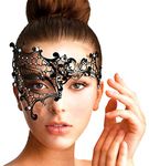 Women's Mask, Venetian Half Face Metal Rhinestone Mask Masquerade Party Mask Black