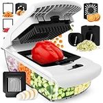 Vegetable Chopper Vegetable Cutter - Food Onion Salad Veggie Chopper with Container - French Fry Potato Dicer Slicer Cutter - Kitchen Tools & Gadgets (8-in-1 White)